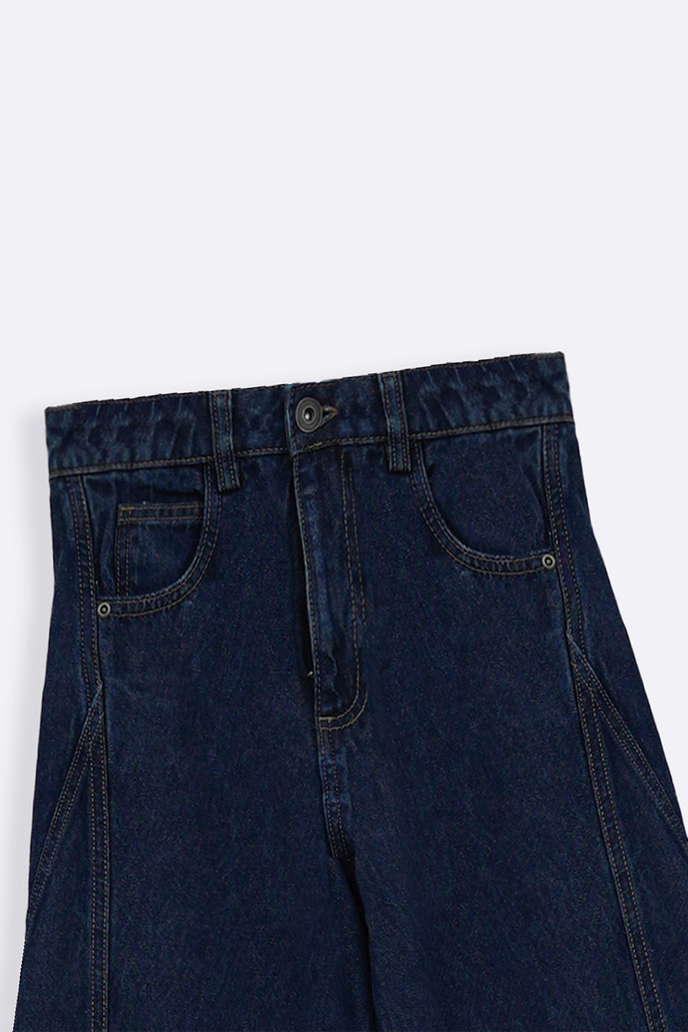 DARK INDIGO MID RISE BARREL JEANS