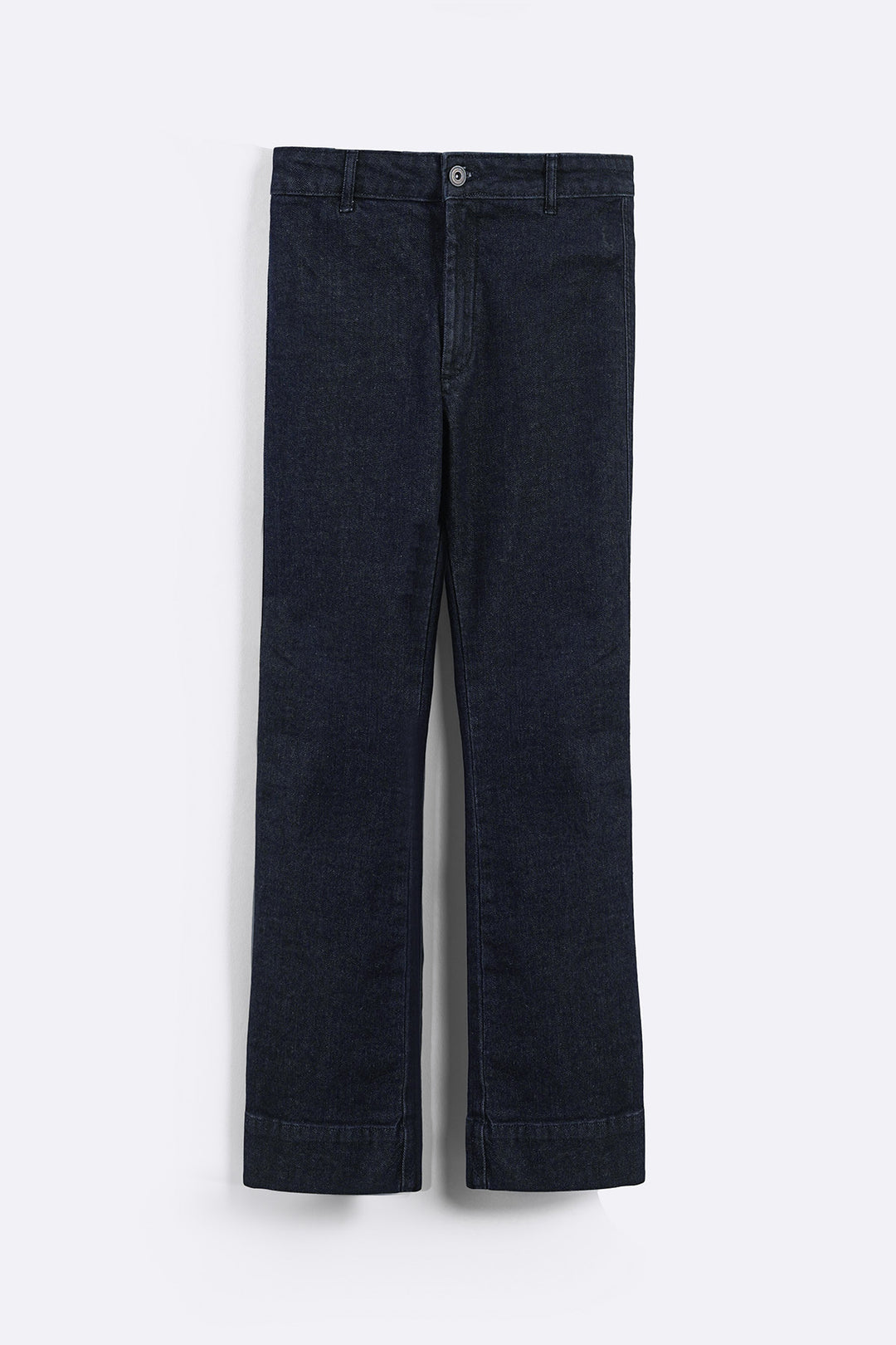 DARK BLUE MID-RISE KICK FLARE JEANS