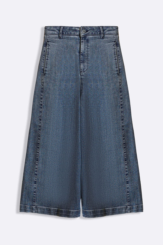MID BLUE HIGH-RISE CROPPED JEANS