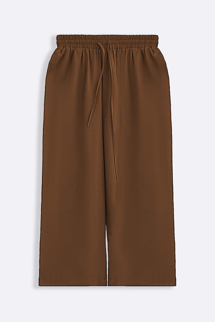 BROWN CASUAL COTTON MIX CULOTTES