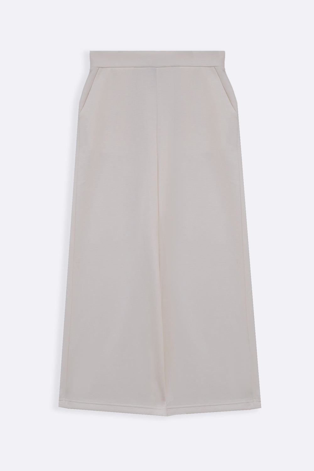 WHITE CROPPED WIDE-LEG PANTS