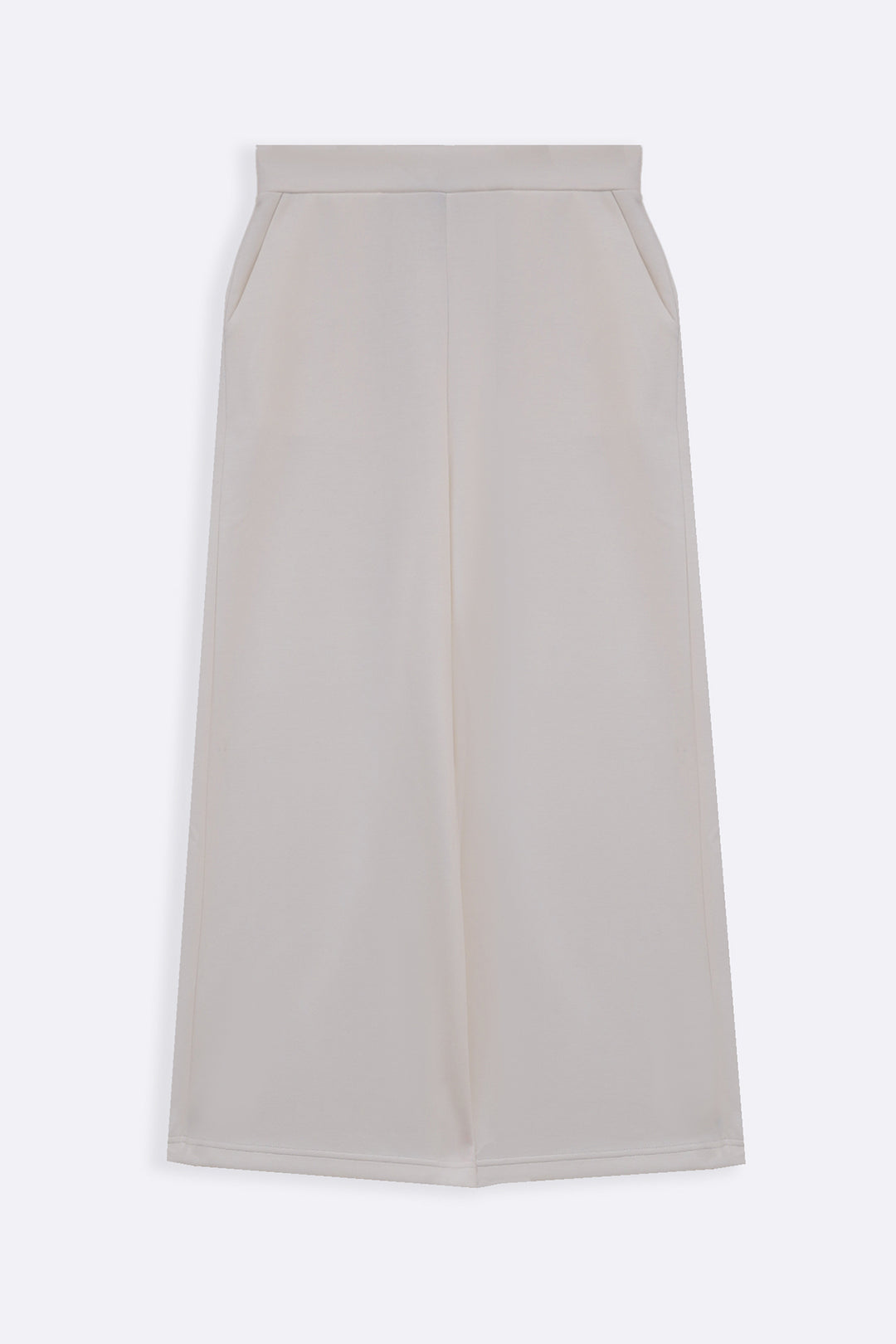 WHITE CROPPED WIDE-LEG PANTS