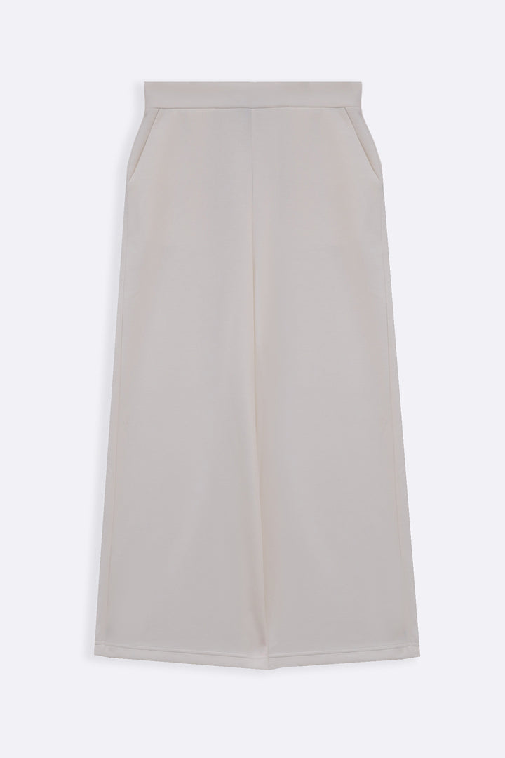 WHITE CROPPED WIDE-LEG PANTS