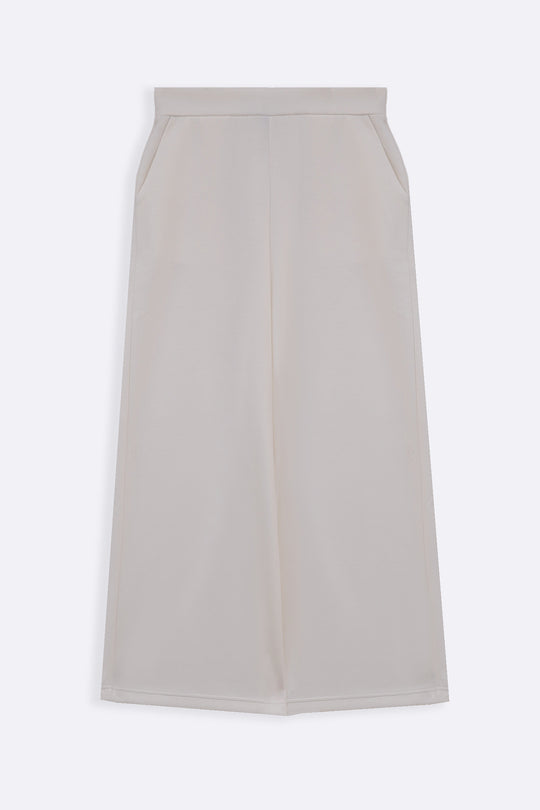 WHITE CROPPED WIDE-LEG PANTS