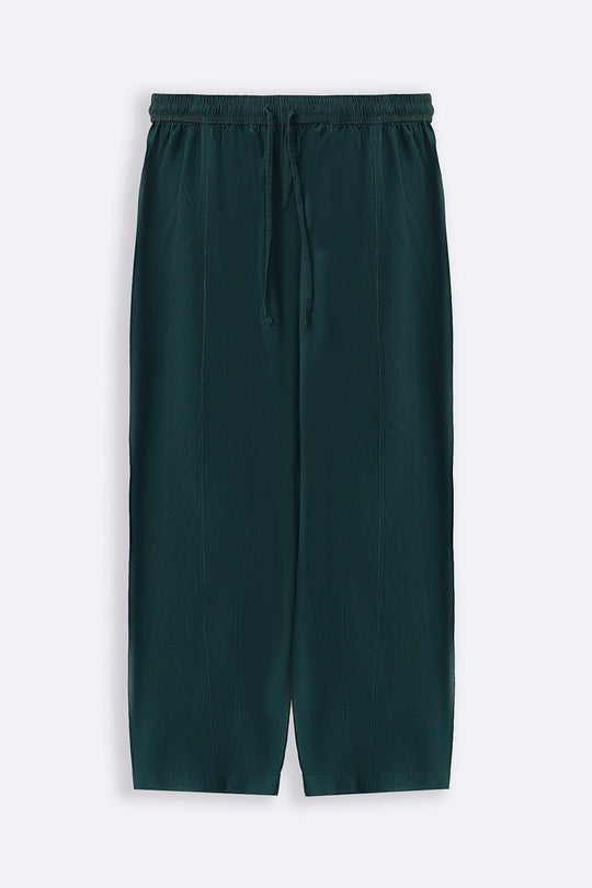 FOREST GREEN LINEN BLEND PANTS