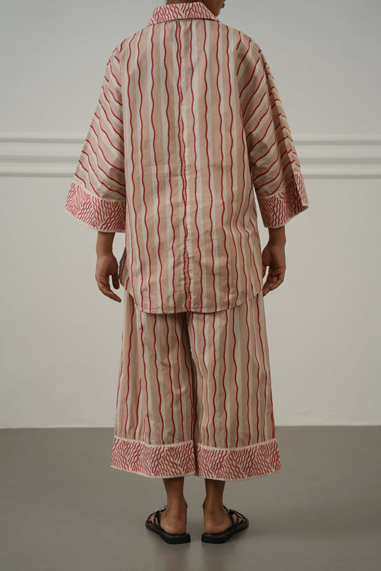 PINK STRIPED COTTON CULOTTES
