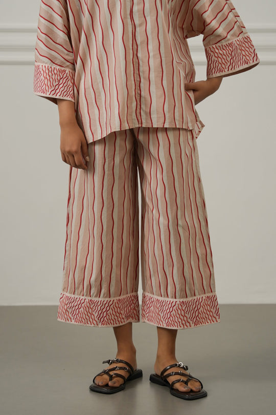 PINK STRIPED COTTON CULOTTES
