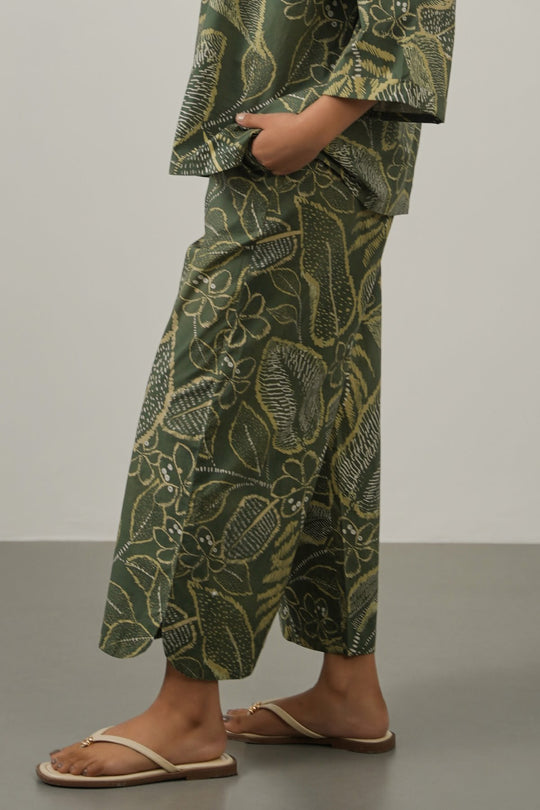 GREEN CURVED HEM AMAZONIA CULOTTES