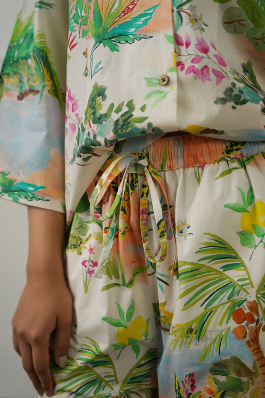 OFF WHITE CURVED HEM ALOHA CULOTTES