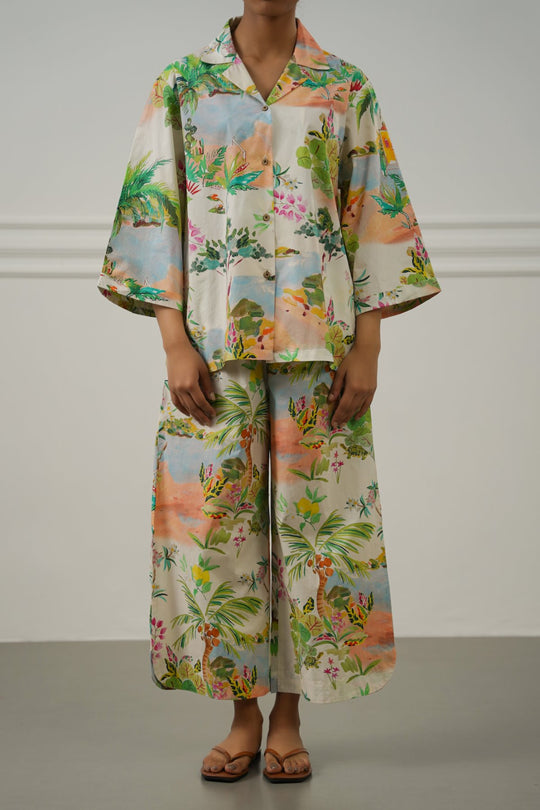 OFF WHITE CURVED HEM ALOHA CULOTTES