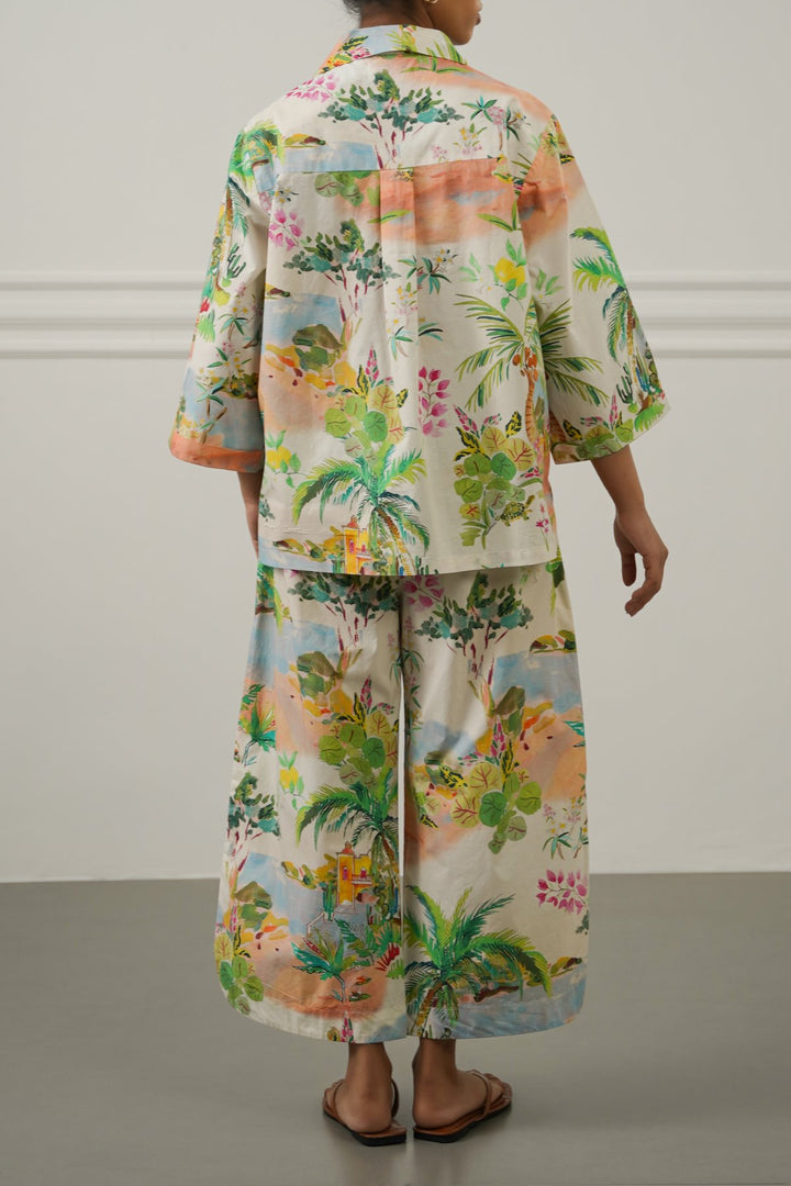 OFF WHITE CURVED HEM ALOHA CULOTTES