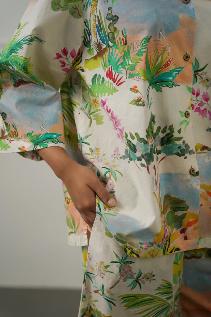 OFF WHITE CURVED HEM ALOHA CULOTTES