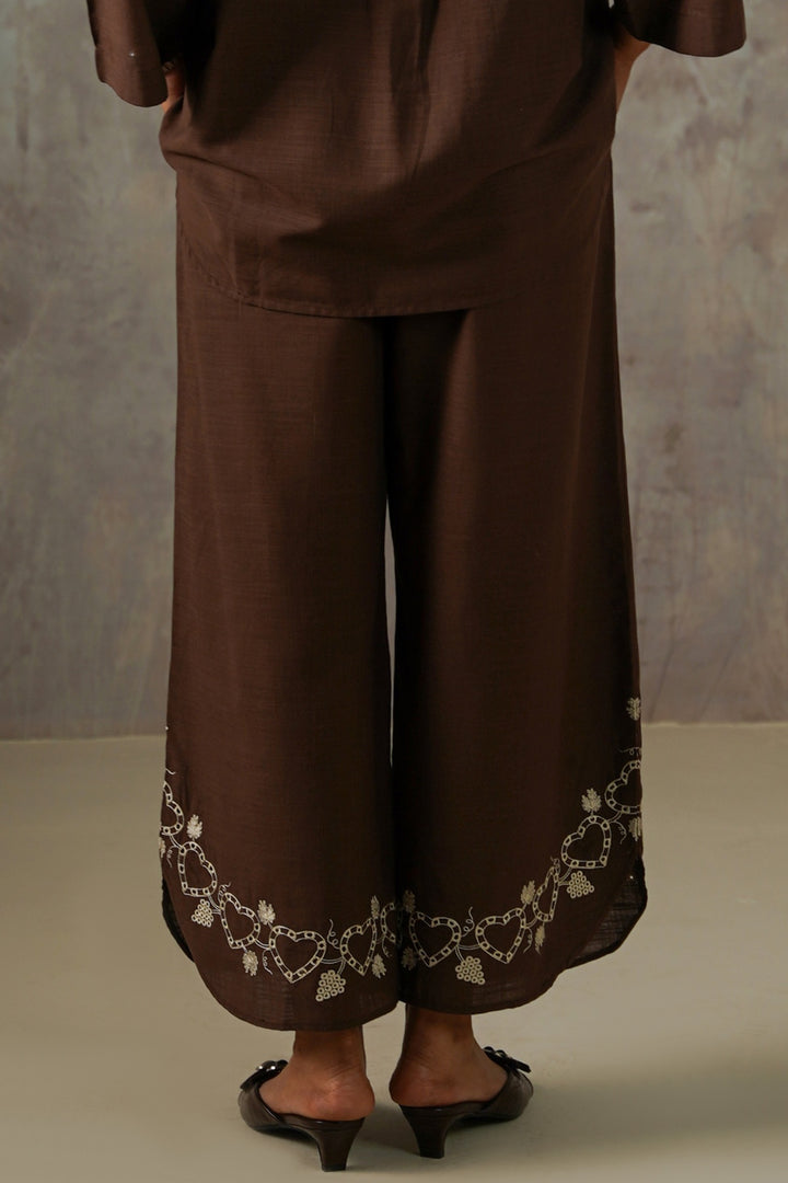 BROWN COCOA EYELET BARREL CULOTTES