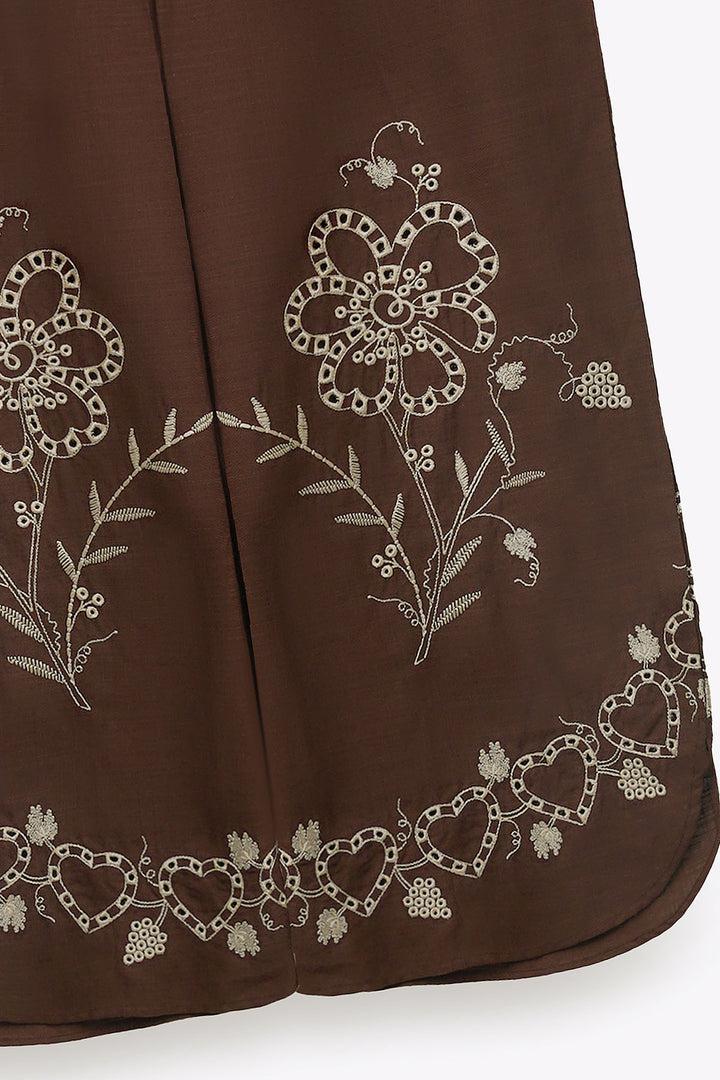 BROWN COCOA EYELET BARREL CULOTTES