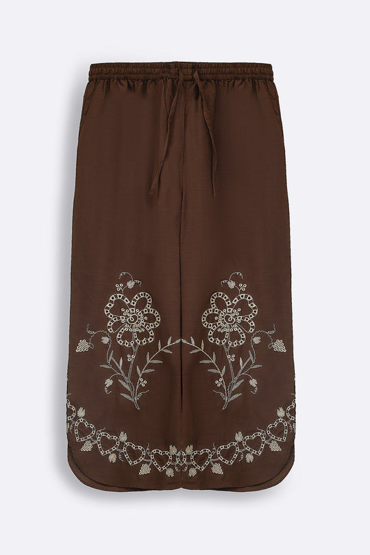 BROWN COCOA EYELET BARREL CULOTTES