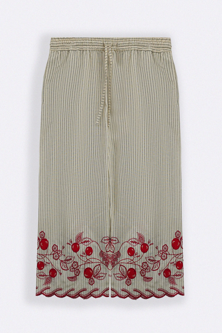 ECRU CHERRY STORY PINSTRIPE CULOTTES