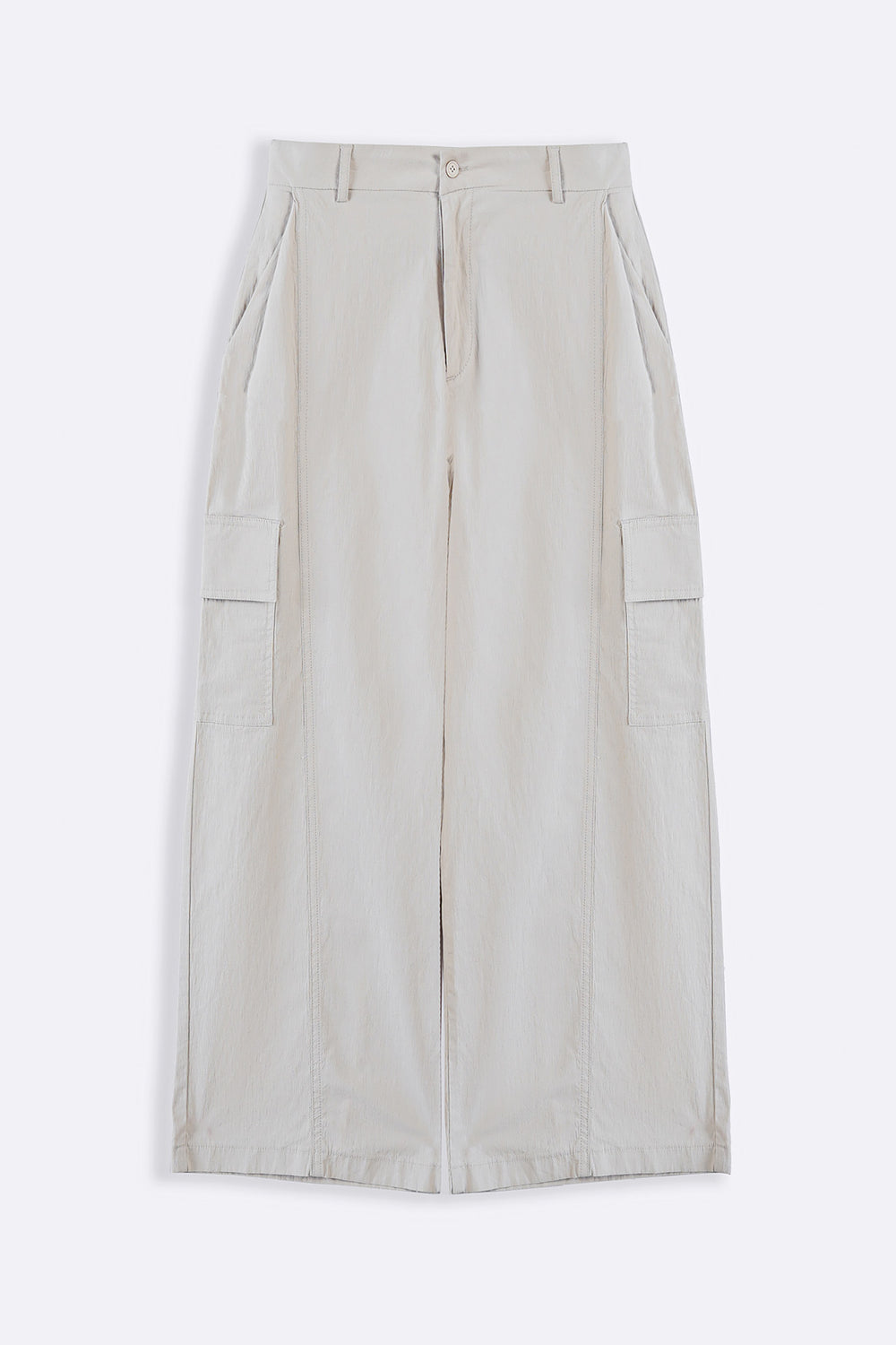 BEIGE COTTON LINEN CARGO PANTS