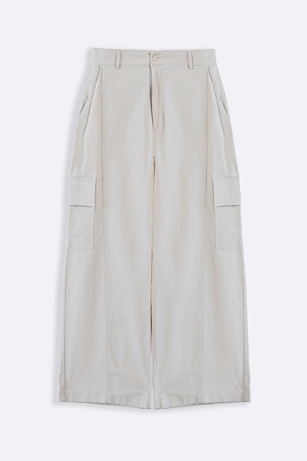 BEIGE COTTON LINEN CARGO PANTS