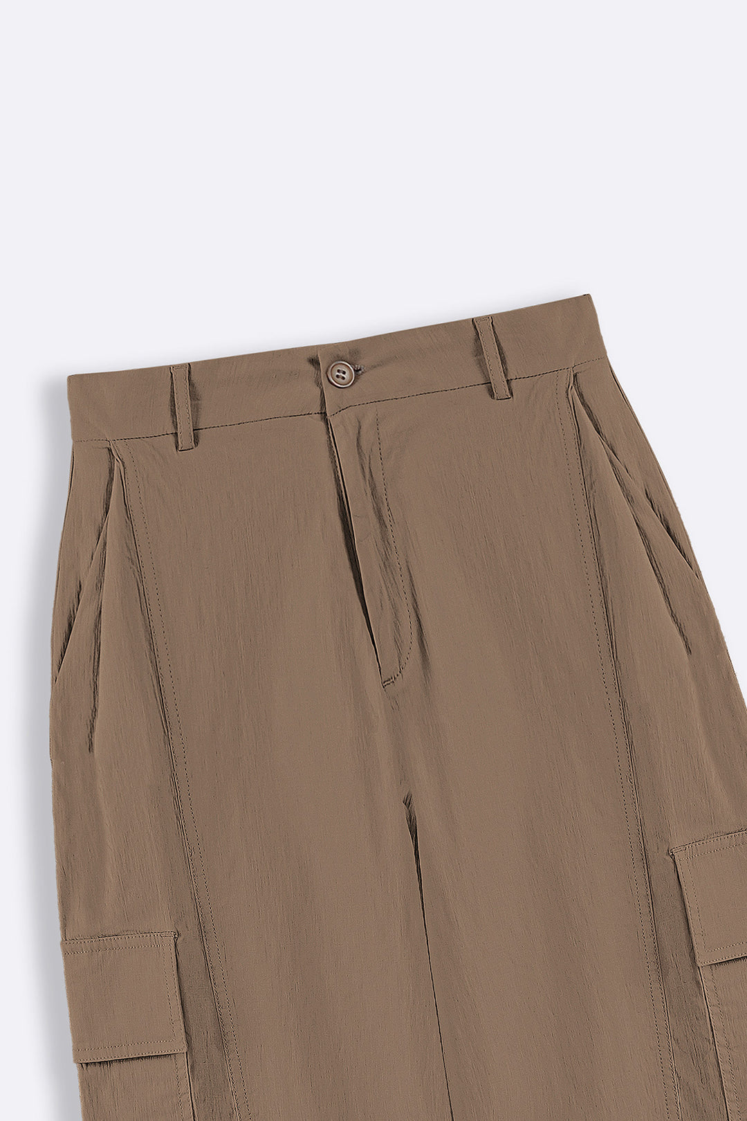 BROWN COTTON LINEN CARGO PANTS