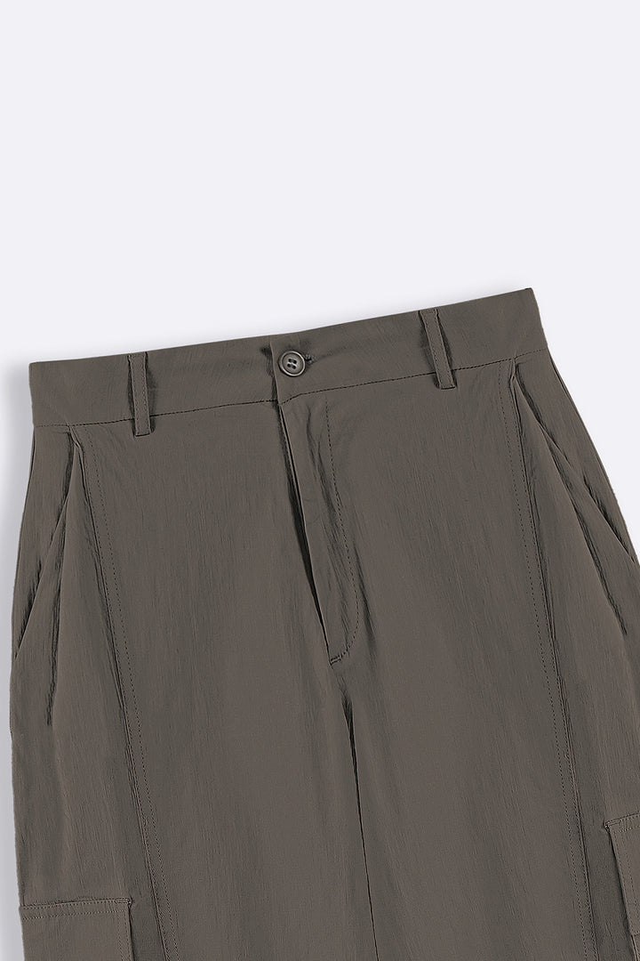 GREY COTTON LINEN CARGO PANTS
