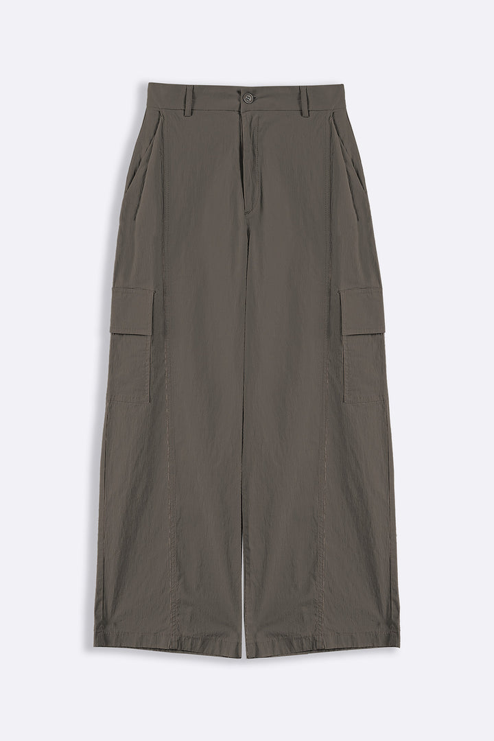 GREY COTTON LINEN CARGO PANTS