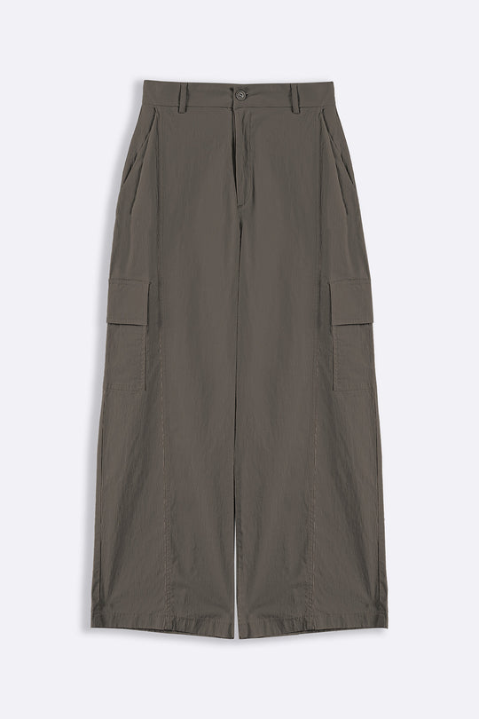 GREY COTTON LINEN CARGO PANTS