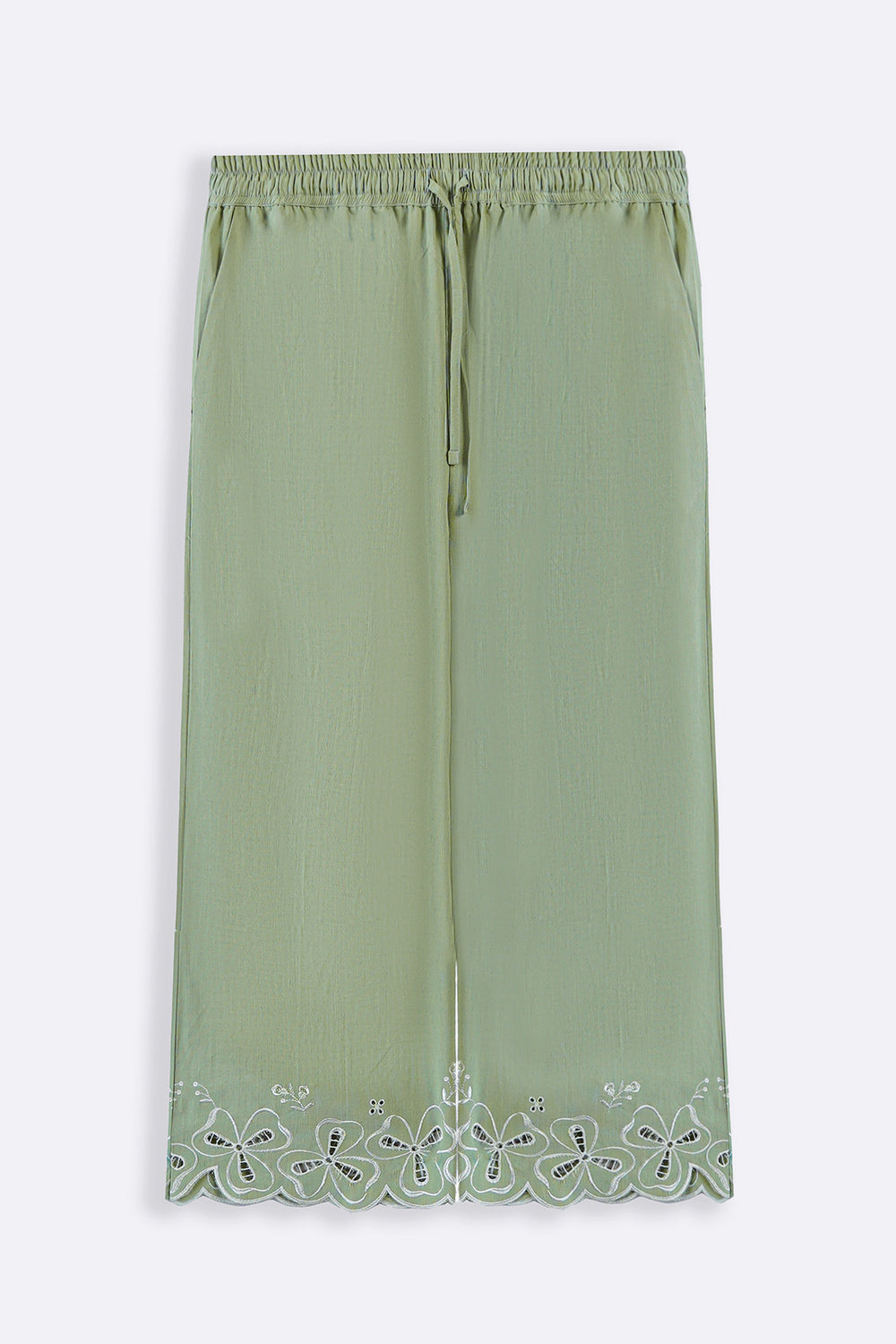 GREEN ALWAYS SPRING EMBROIDERY CULOTTES