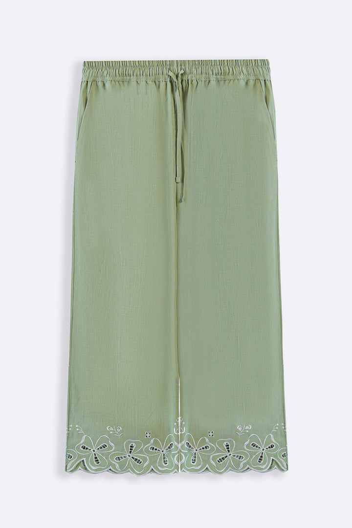 GREEN ALWAYS SPRING EMBROIDERY CULOTTES