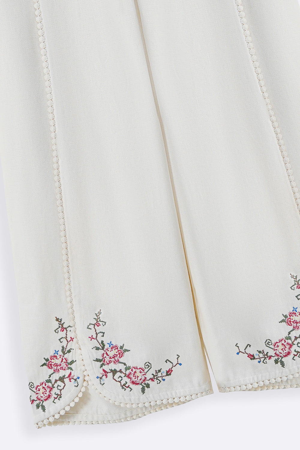 ECRU COTTON LACE ROSE PANTS