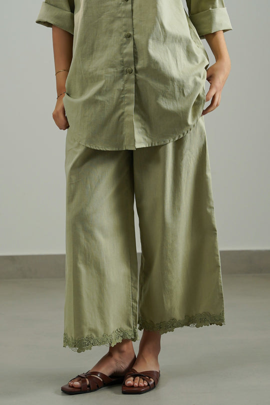 GREEN LACE TRIM CULOTTE