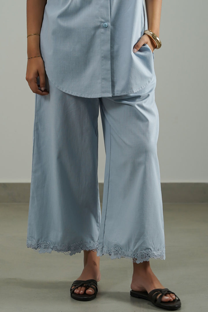 SKY BLUE LACE TRIM CULOTTE
