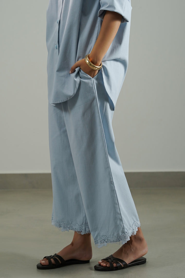 SKY BLUE LACE TRIM CULOTTE