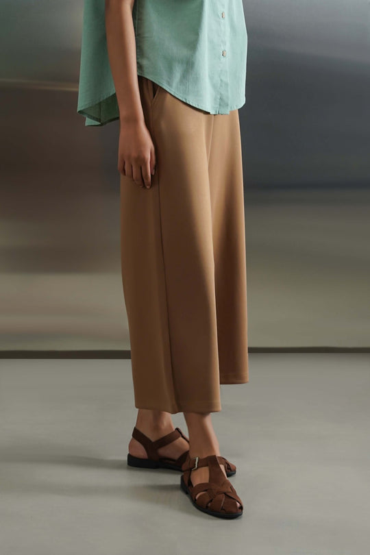 KHAKI COMFY WIDE TROUSERS