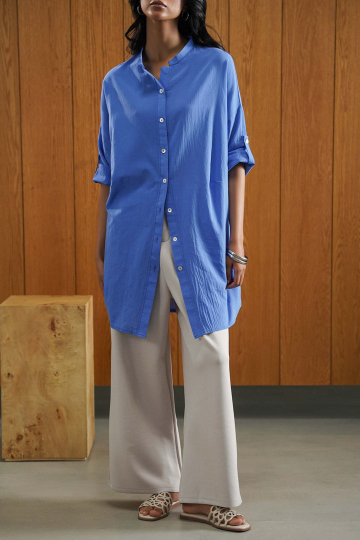 IVORY PLEATED WIDE-LEG PANTS