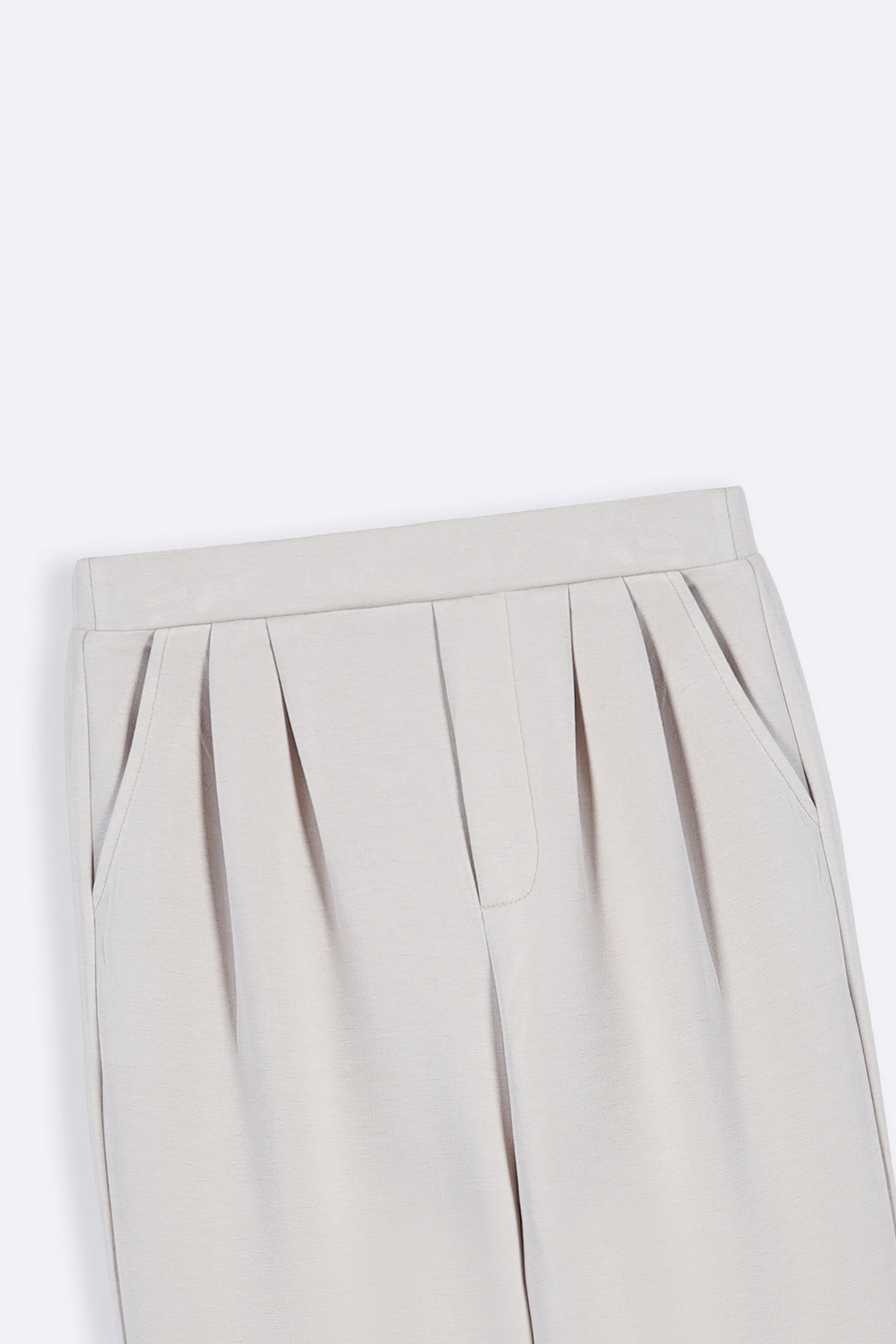 IVORY PLEATED WIDE-LEG PANTS