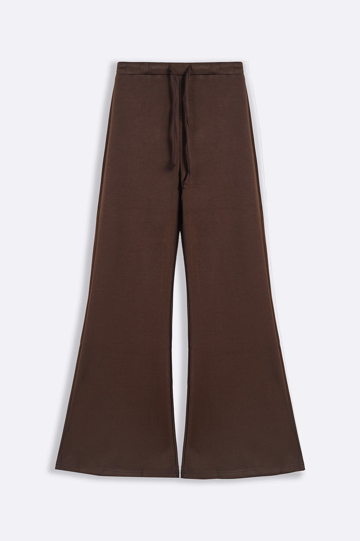 DARK BROWN RELAXED WIDE-LEG PANTS