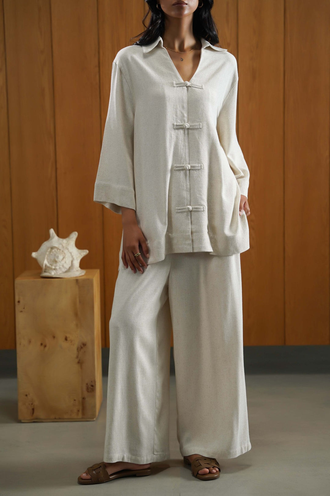 OAT MELANGE SIGNATURE LINEN BLEND PANTS