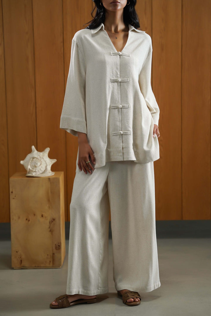 OAT MELANGE SIGNATURE LINEN BLEND PANTS