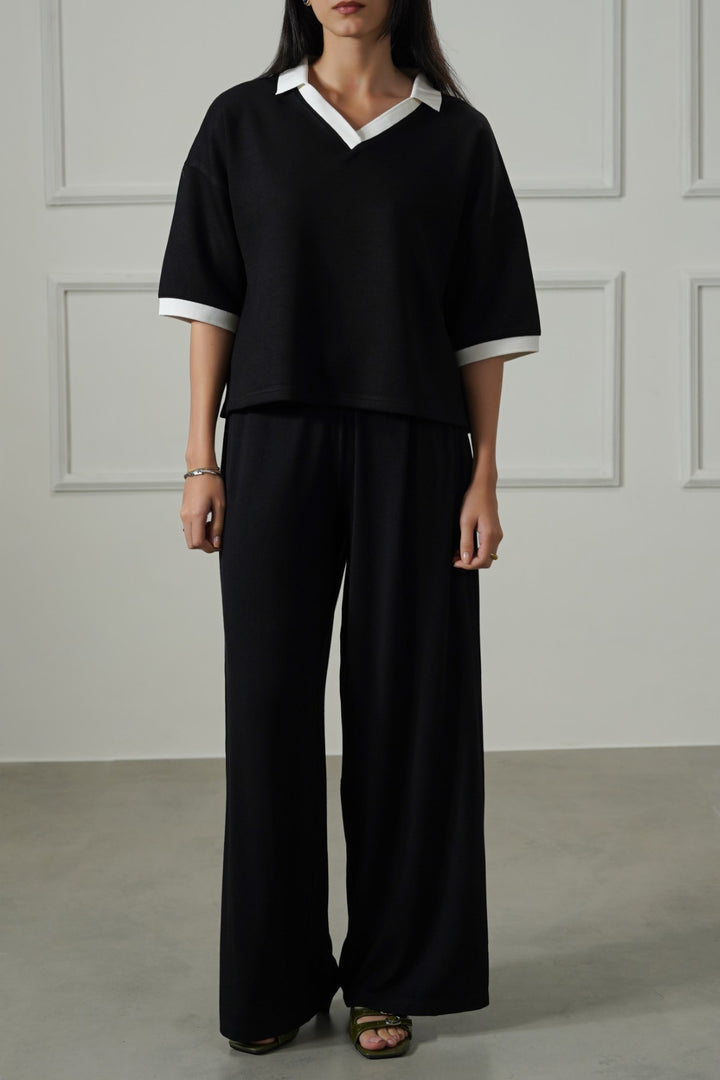 BLACK MODAL FLOWY PANTS
