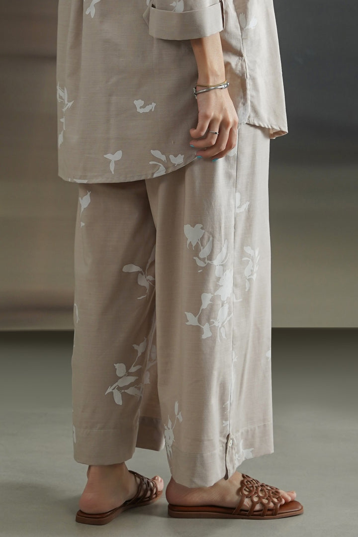 BEIGE PETAL IMPRINT CULOTTES