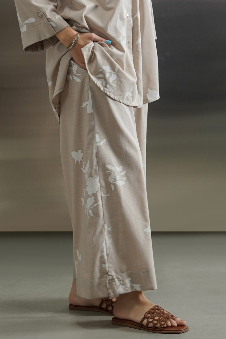 BEIGE PETAL IMPRINT CULOTTES