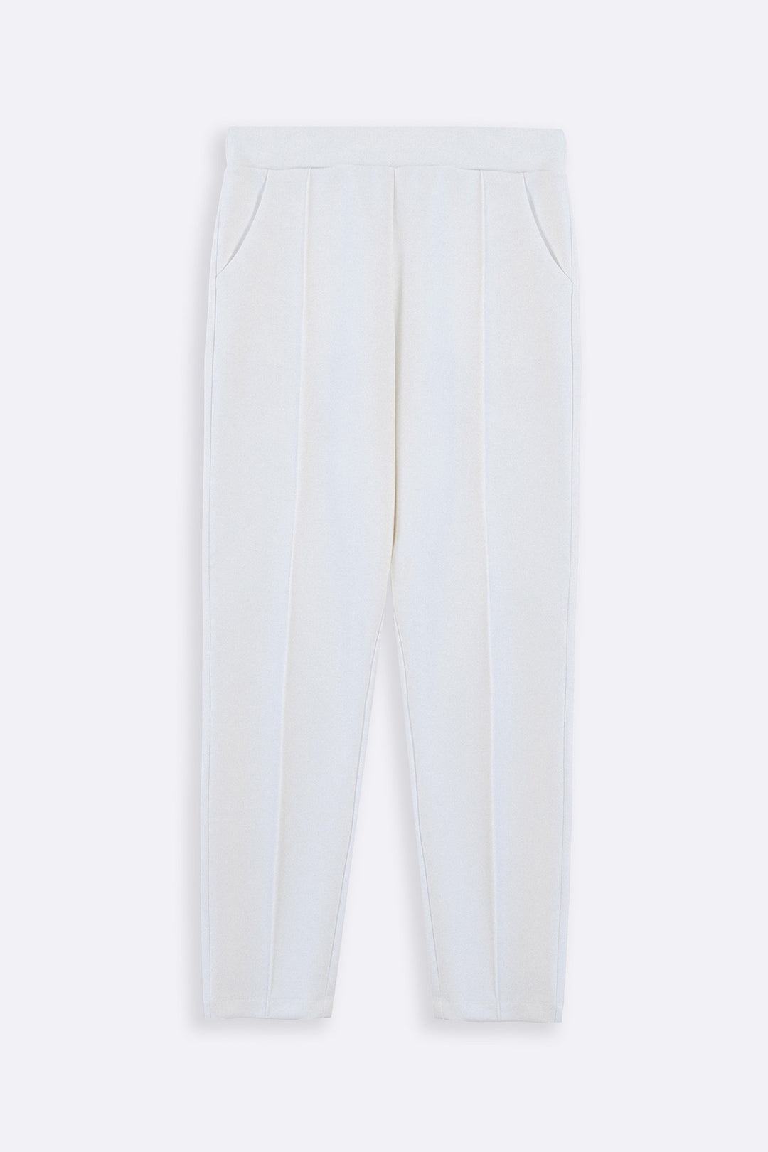 WHITE TAILORED PINTUCK TROUSERS
