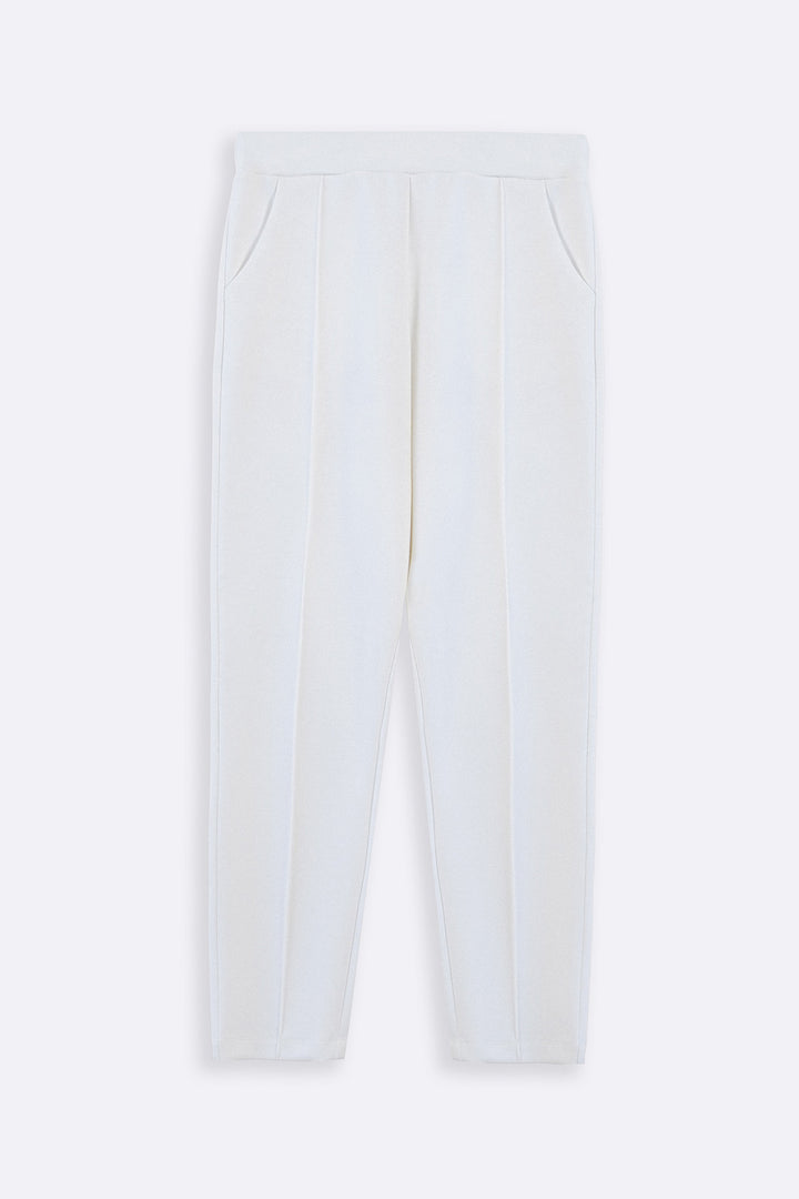 WHITE TAILORED PINTUCK TROUSERS
