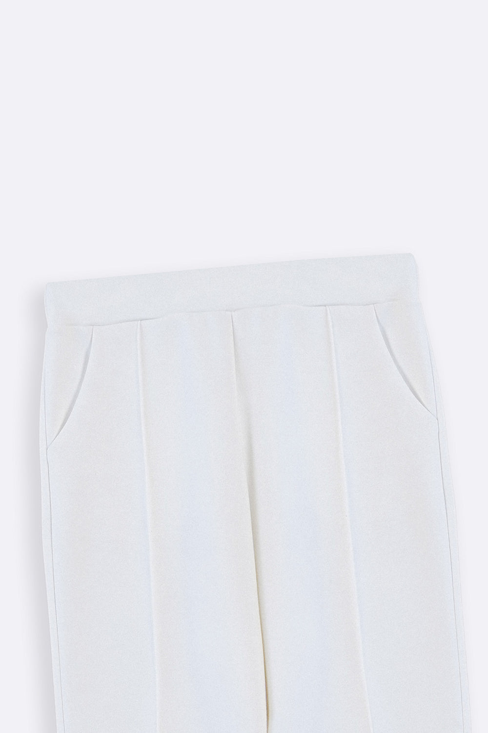 WHITE TAILORED PINTUCK TROUSERS