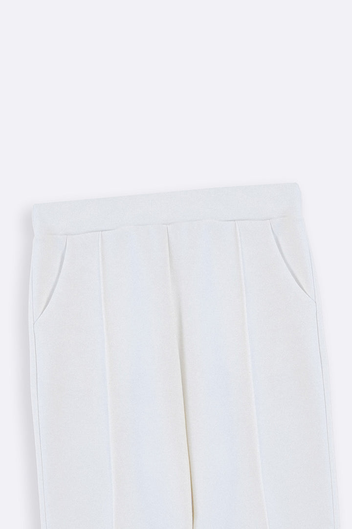WHITE TAILORED PINTUCK TROUSERS