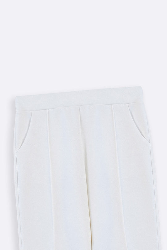 WHITE TAILORED PINTUCK TROUSERS