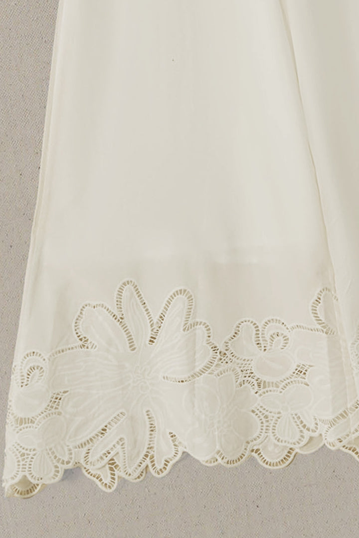 WHITE BOTANICAL CUTWORK PANTS