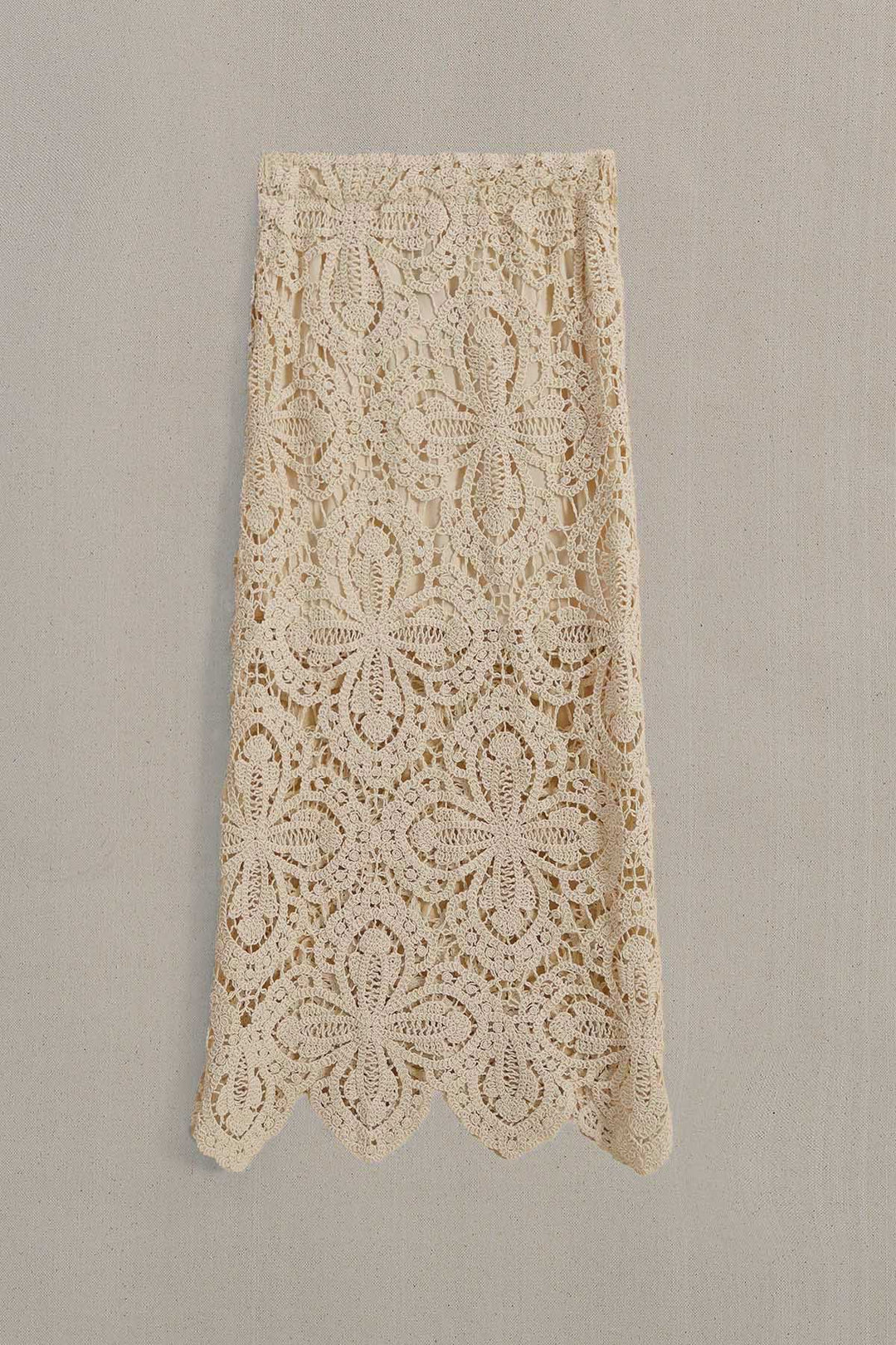 BEIGE TEXTURED CROCHET SKIRT