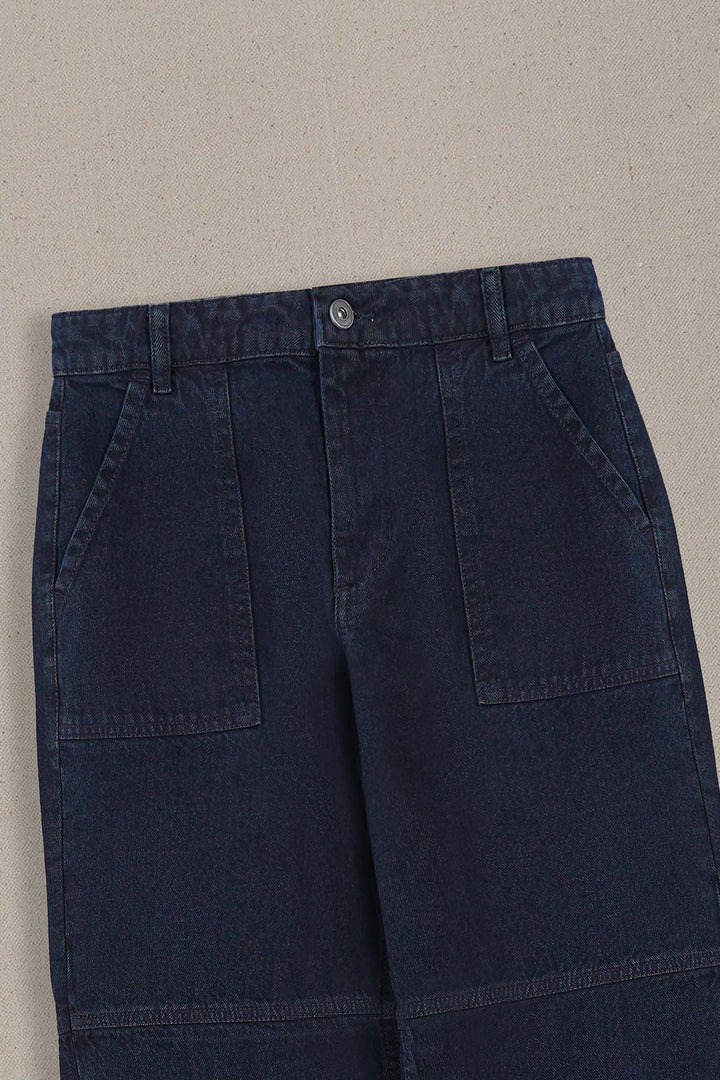 DARK BLUE PANEL SEAM JEANS