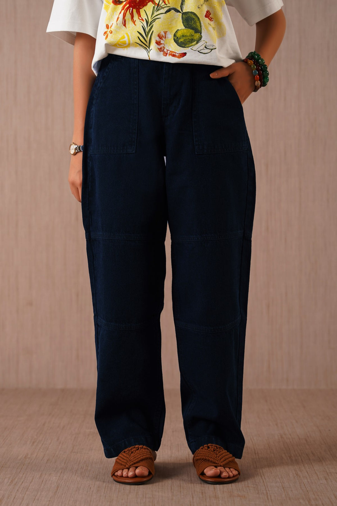 DARK BLUE PANEL SEAM JEANS